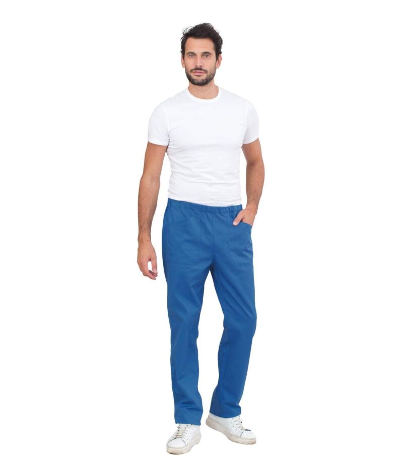 PANTALONI MILANO 100% cot. drill sanfor  190 gr/mq Tg. 38-64 Colori Disp. Verde 6000 / Azzurro 5027 - immagine 2
