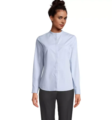 03787 - Camicia bianca colorata 120 donna 60% cotone biologico 40% poliestere riciclato popeline  Tg.s-3xl