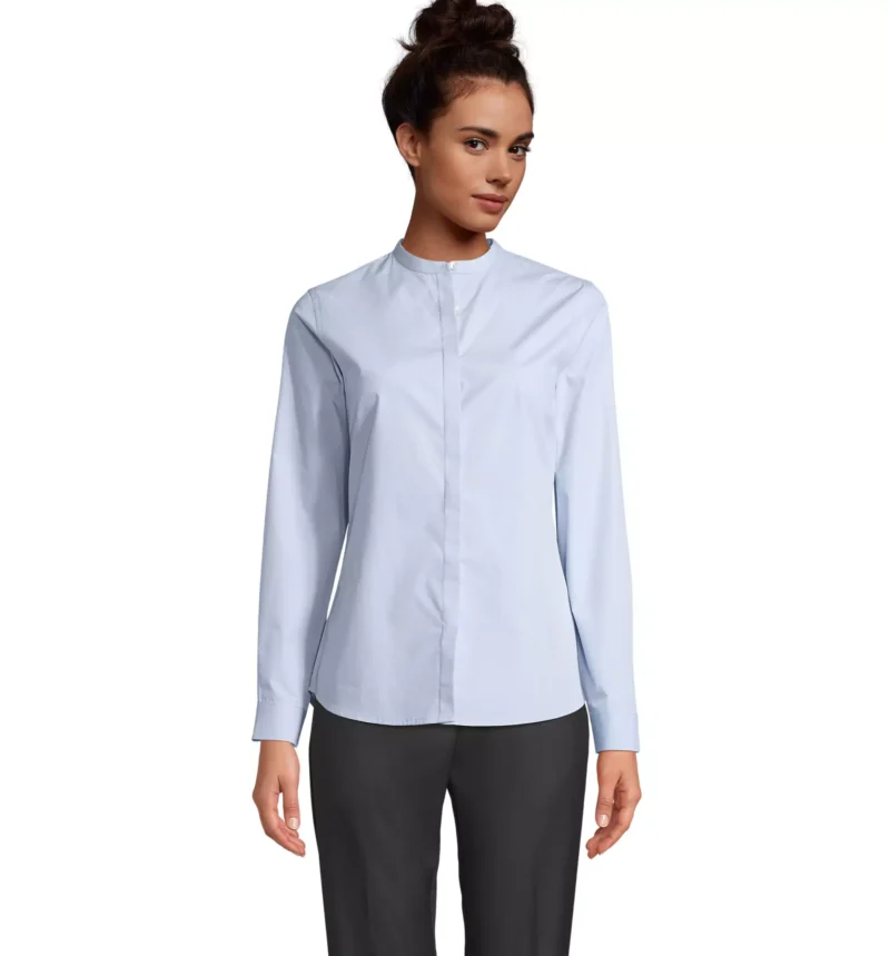 03787 - Camicia bianca colorata 120 donna 60% cotone biologico 40% poliestere riciclato popeline  Tg.s-3xl