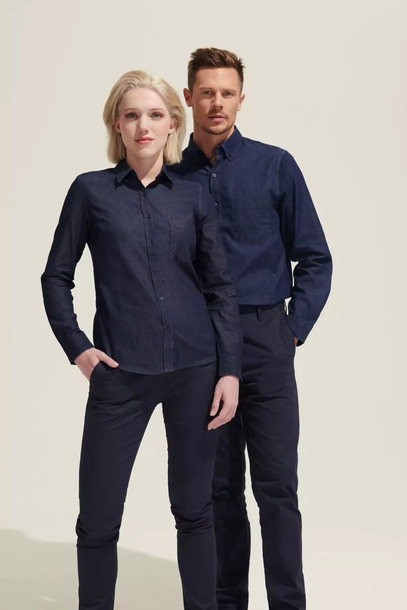 02100 - Camicia uomo m/l - tessuto Denim 5 once 100% cotone Tg.S-3XL - immagine 2