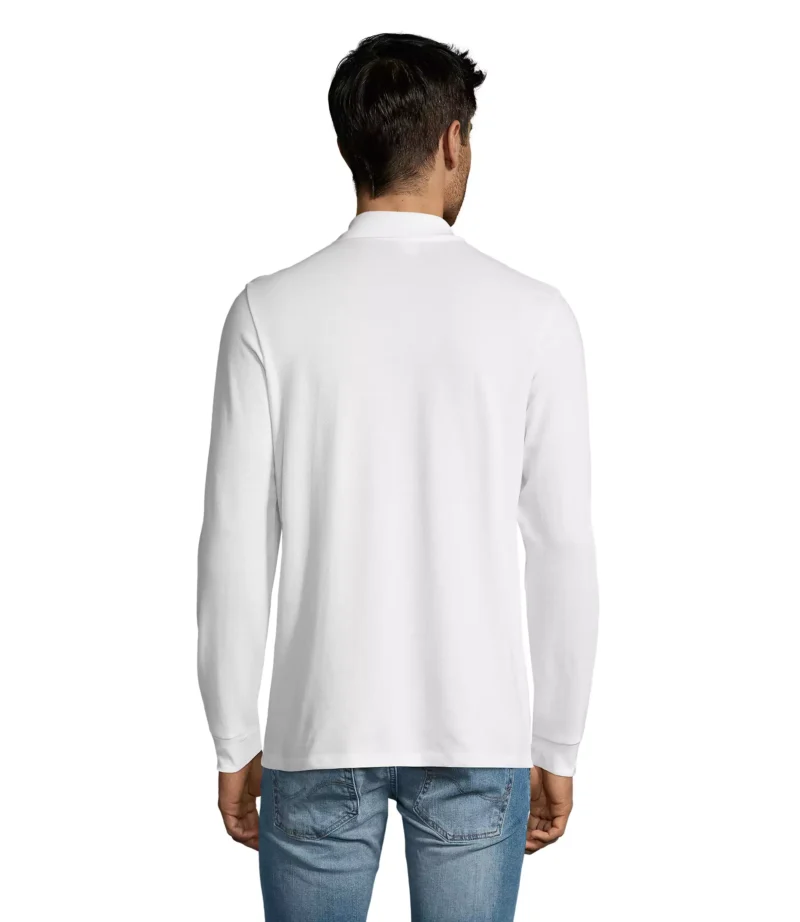 02087 - Polo bianca 180 uomo m/l - cotone piquè pettinato - 2 bottoni in tinta Tg.S-4XL - immagine 2