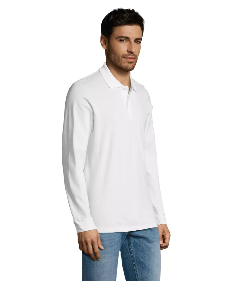 02087 - Polo bianca 180 uomo m/l - cotone piquè pettinato - 2 bottoni in tinta Tg.S-4XL - immagine 3