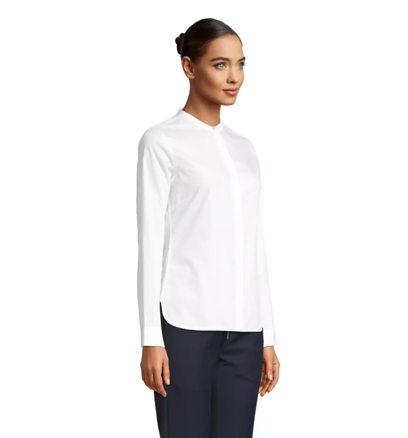 03787 - Camicia bianca colorata 120 donna 60% cotone biologico 40% poliestere riciclato popeline  Tg.s-3xl - immagine 2