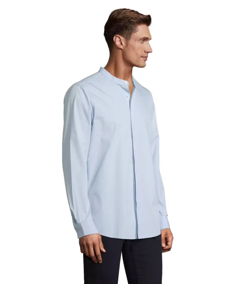 03792 - Camicia bianca colorata 120 uomo 60% cotone biologico 40% poliestere riciclato popeline  Tg.S-5XL - immagine 3
