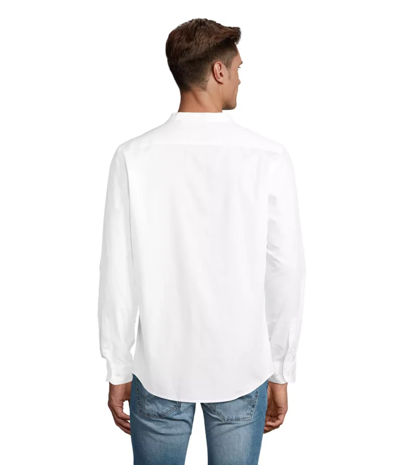 03792 - Camicia bianca colorata 120 uomo 60% cotone biologico 40% poliestere riciclato popeline  Tg.S-5XL - immagine 2
