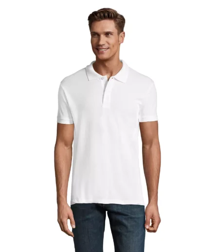 11346 - Polo bianca 180 uomo m/c - cotone piquè pettinato - 2 bottoni in tinta Tg.XS-4XL
