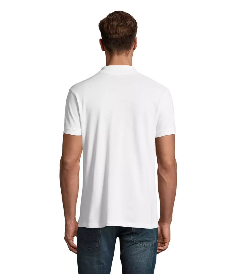 11346 - Polo bianca 180 uomo m/c - cotone piquè pettinato - 2 bottoni in tinta Tg.XS-4XL - immagine 3