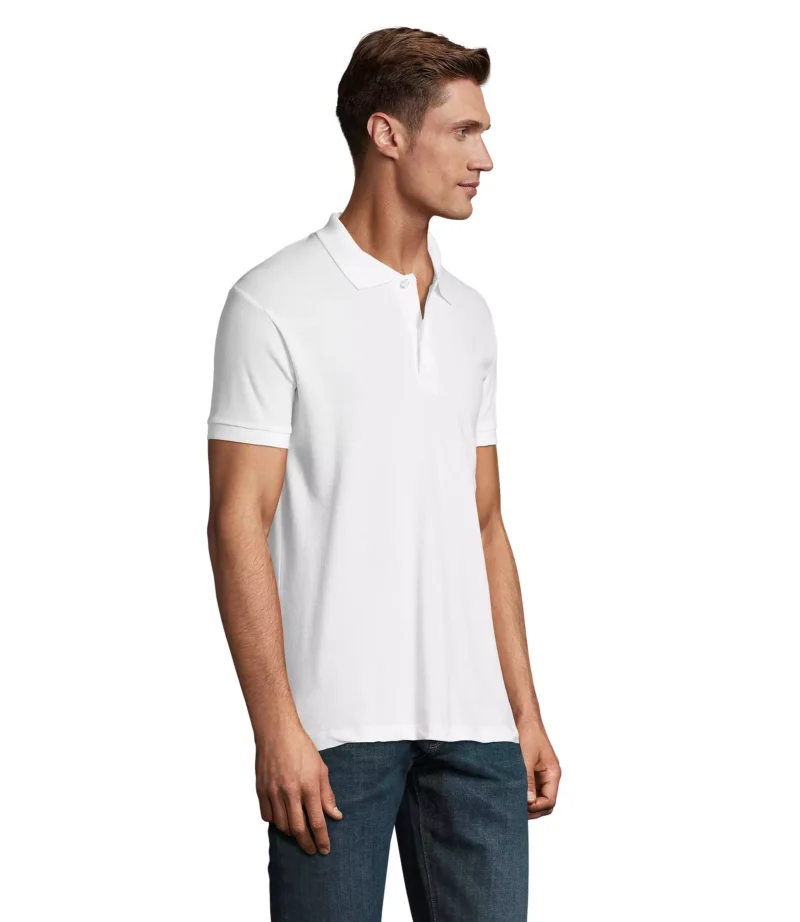 11346 - Polo bianca 180 uomo m/c - cotone piquè pettinato - 2 bottoni in tinta Tg.XS-4XL - immagine 2
