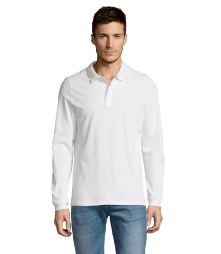 11353 - Polo bianca 210 uomo m/l - cotone piquè pettinato - 3 bottoni in tinta Tg.S-3XL