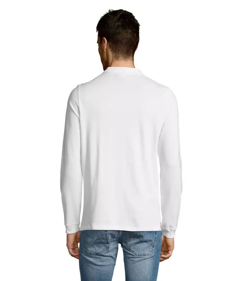 11353 - Polo bianca 210 uomo m/l - cotone piquè pettinato - 3 bottoni in tinta Tg.S-3XL - immagine 3