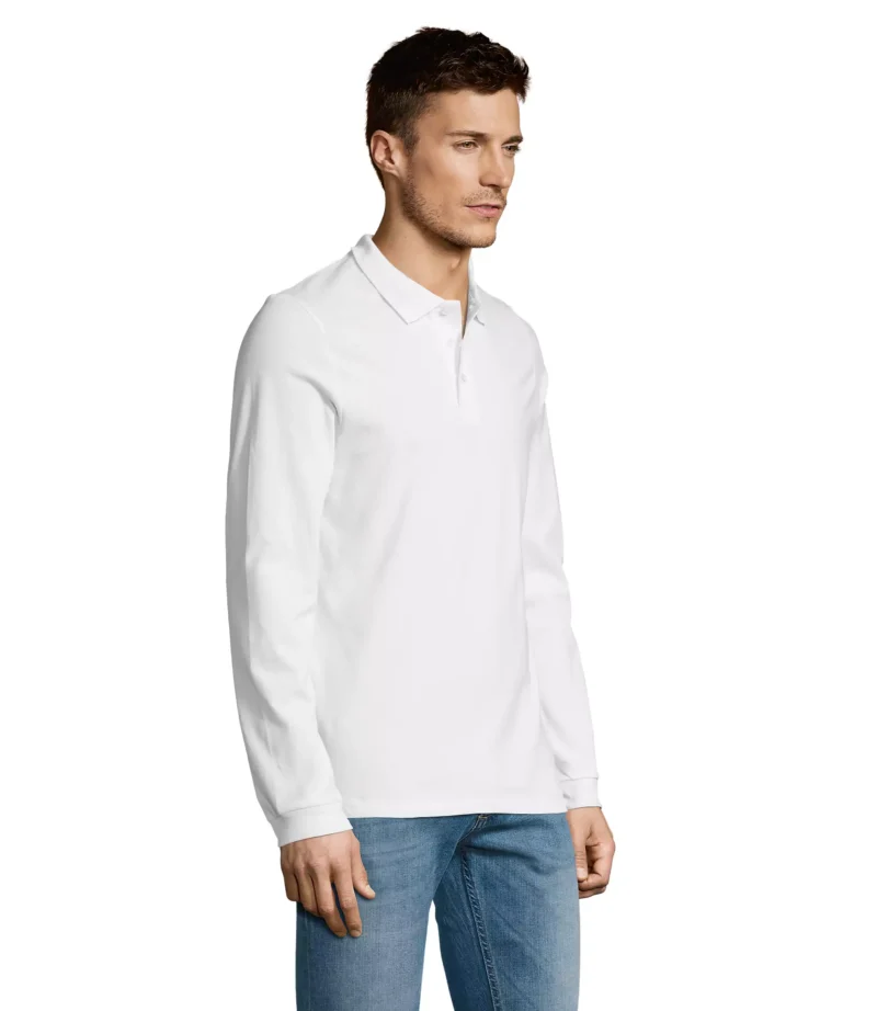 11353 - Polo bianca 210 uomo m/l - cotone piquè pettinato - 3 bottoni in tinta Tg.S-3XL - immagine 2
