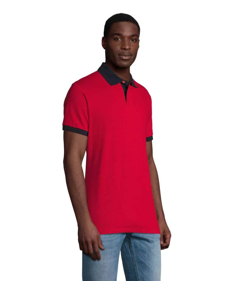 11369 - Polo bianca/colorata 200 uomo m/c - cotone piquè pettinato - collo/fondo maniche in contrasto Tg.XS-XXL - immagine 2