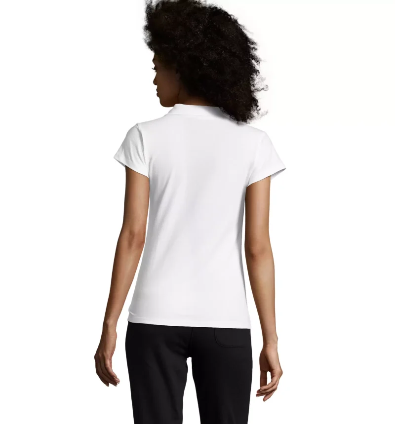 11376 - Polo bianca 170 donna m/c cotone jersey - 4 bottoni tinta Tg.S-XXL - Image 2
