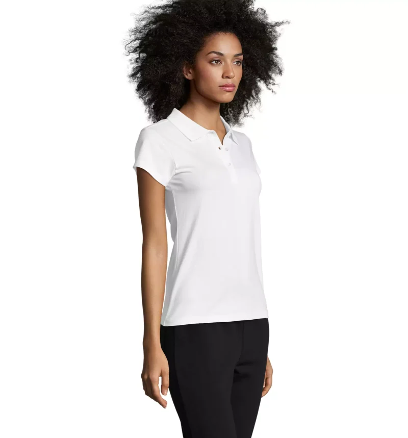 11376 - Polo bianca 170 donna m/c cotone jersey - 4 bottoni tinta Tg.S-XXL - Image 3