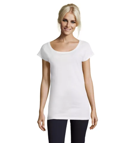 11398 - T-shirt lunga colorata 110 donna m/c kimono - scollo ampio - cotone jersey sottile Tg.S-XXL